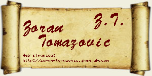 Zoran Tomazović vizit kartica